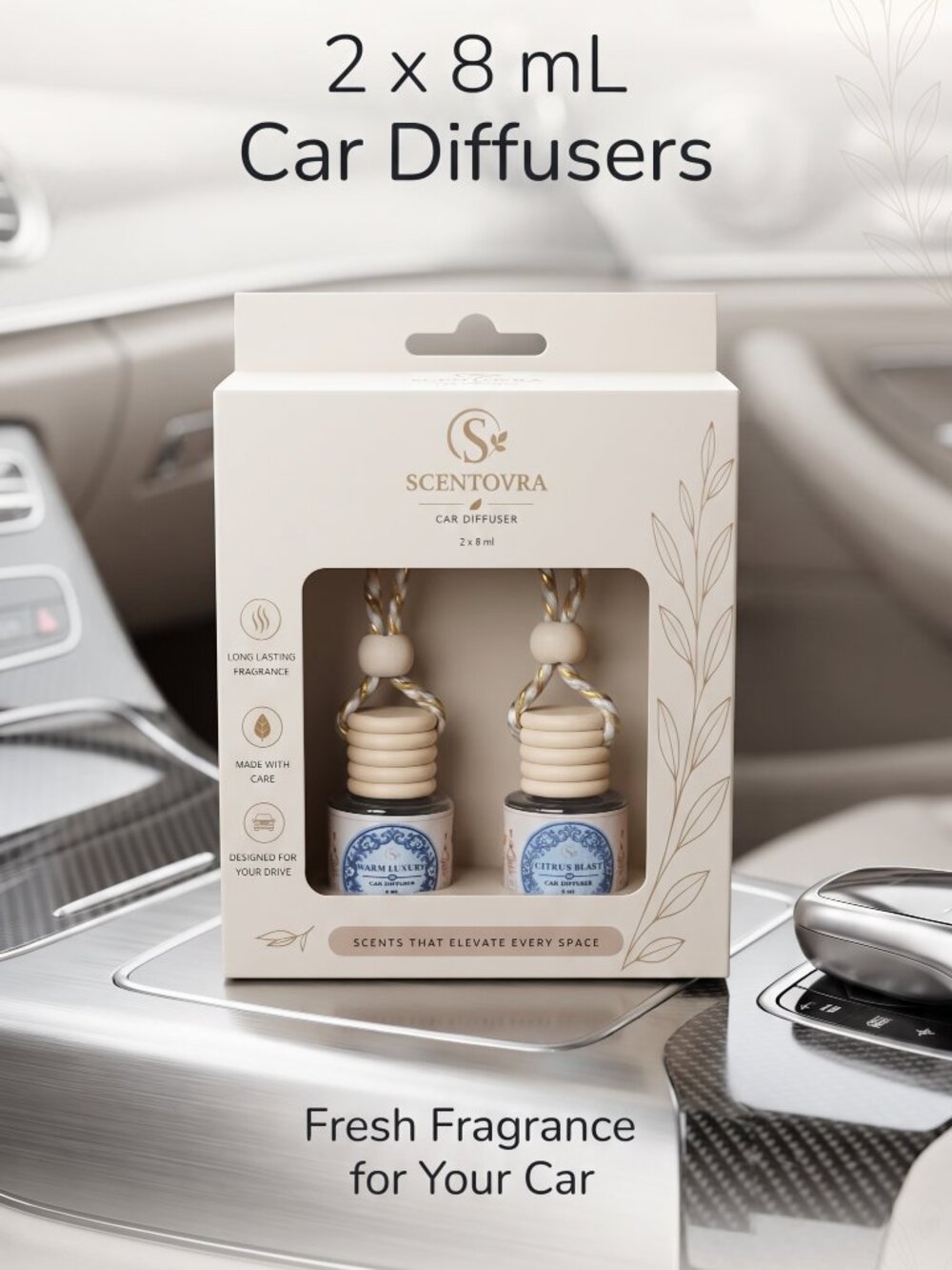 Car Diffuser 1 Pack (Pair of bottles) - Citrus Blast and Warm Luxury